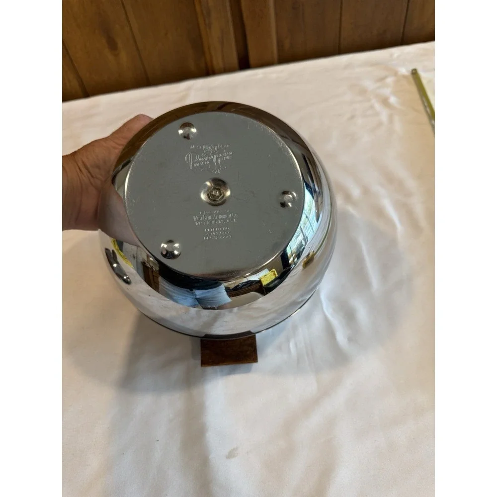 Vintage Mid Century West Bend Penguin Ice Bucket Hot & Cold Server Wood Handles